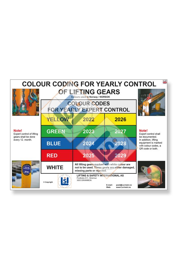 Kjøp A3 Poster - Colour Coding (ENG) - Lifting & Safety Int.