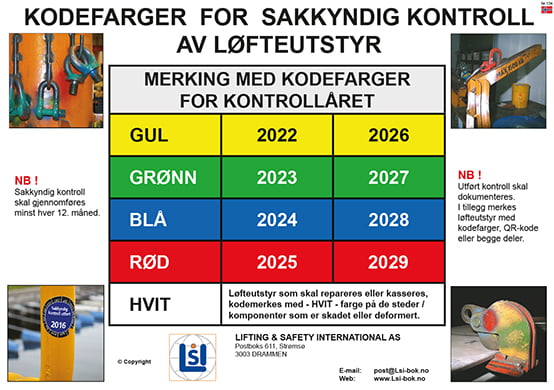 Kjøp A3 Plakat - Kodefarger - Lifting & Safety Int.