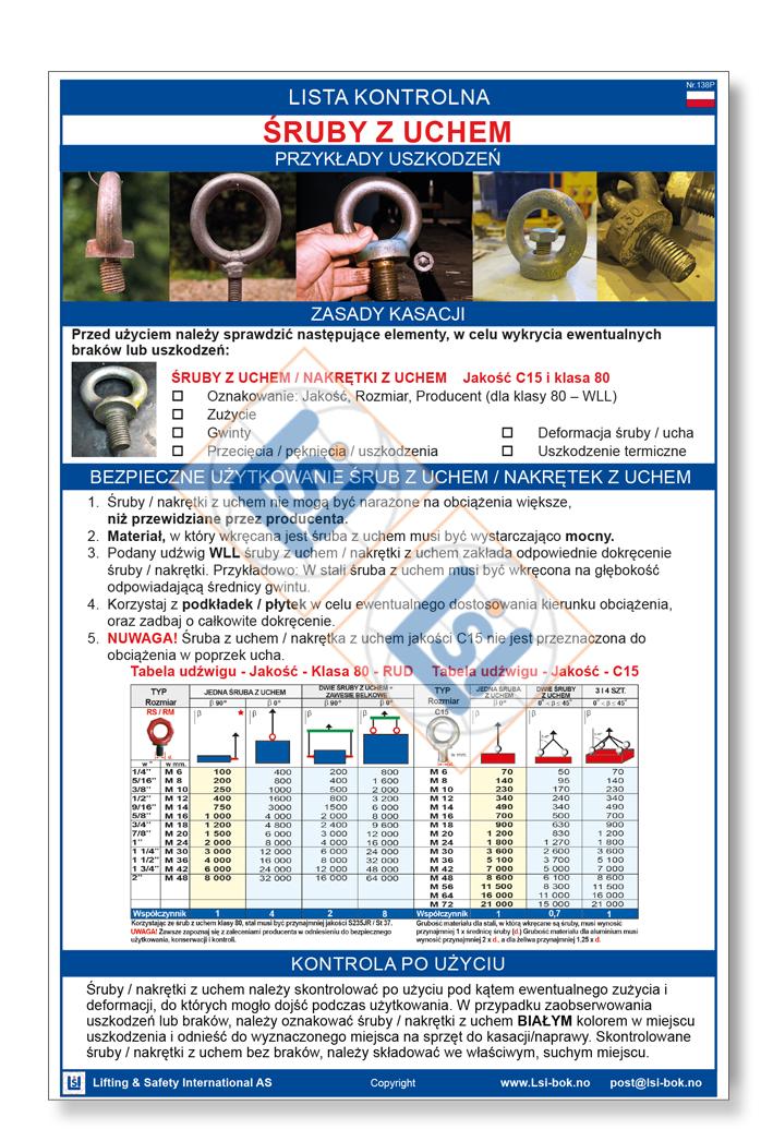 Kjøp Sjekkliste A3: Øyebolter - POLSK - Lifting & Safety Int.